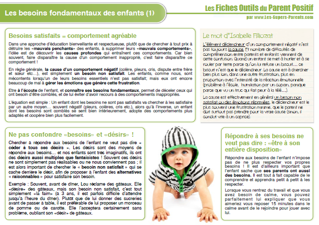 Fiche Besoins 1 Les Supers Parents